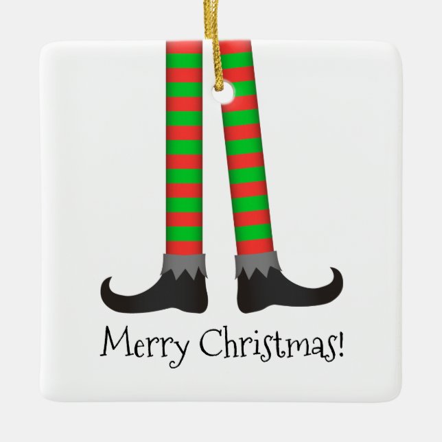 Christmas Elf Legs Ornament - Striped Costume (Front)