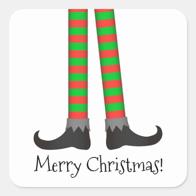 Christmas Elf Legs Sticker - Striped Costume (Front)