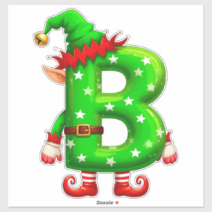 Christmas Elf Letter B Cartoon Character Holiday