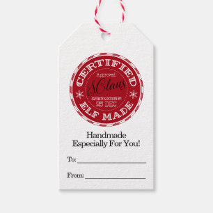 Christmas Elf Made Candy Cane Stripe Gift Tags