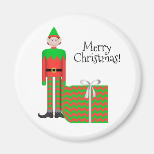 Christmas Elf Magnet - Chevron Gift Package