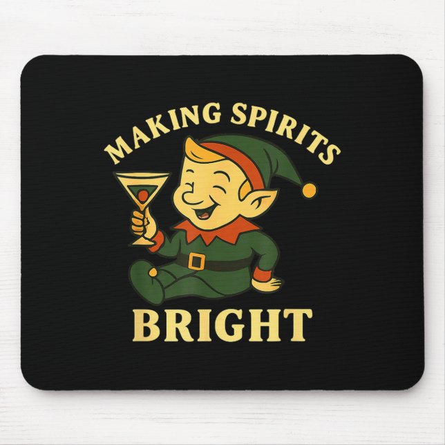 Christmas Elf Martini Funny Alcohol Saying Spirits Mouse Mat (Front)