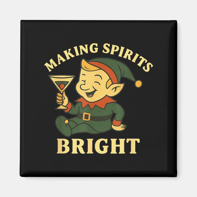 Christmas Elf Martini Funny Alcohol Saying Srits B Magnet (Front)