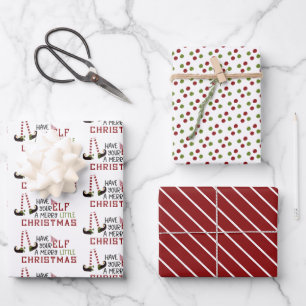 Christmas Elf MERRY LITTLE CHRISTMAS Wrapping Paper Sheet
