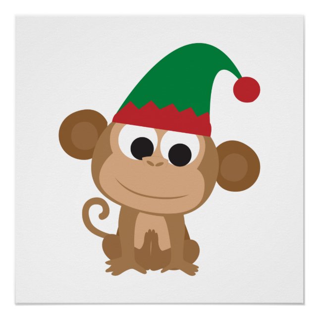 Christmas Elf Monkey Poster (Front)