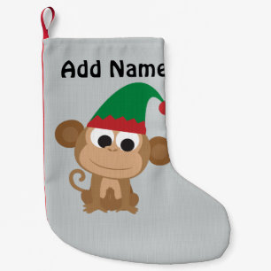 Christmas Elf Monkey Small Christmas Stocking