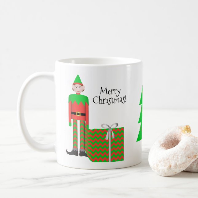 Christmas Elf Mug - Chevron Gift Package (With Donut)