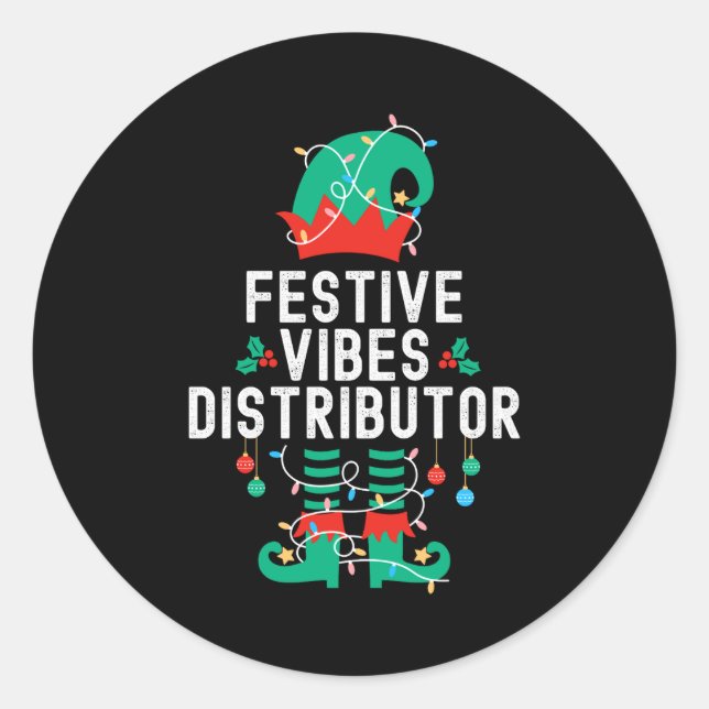 Christmas Elf Office Team Party Family Matching _2 Classic Round Sticker (Front)