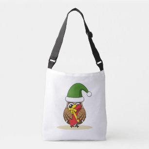 Christmas Elf Owl with Present Crossbody Bag