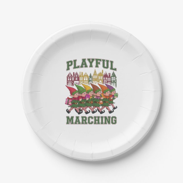 Christmas Elf Parade Paper Plate (Front)