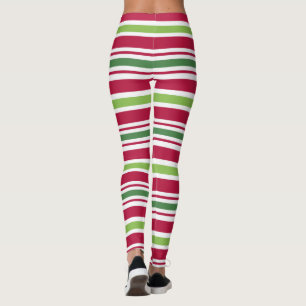 Christmas Elf Party Holiday Candy Striped Leggings