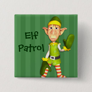 Christmas Elf Patrol Button