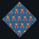 Christmas Elf Pattern on Blue Bandana<br><div class="desc">Christmas elf pattern on blue background.</div>