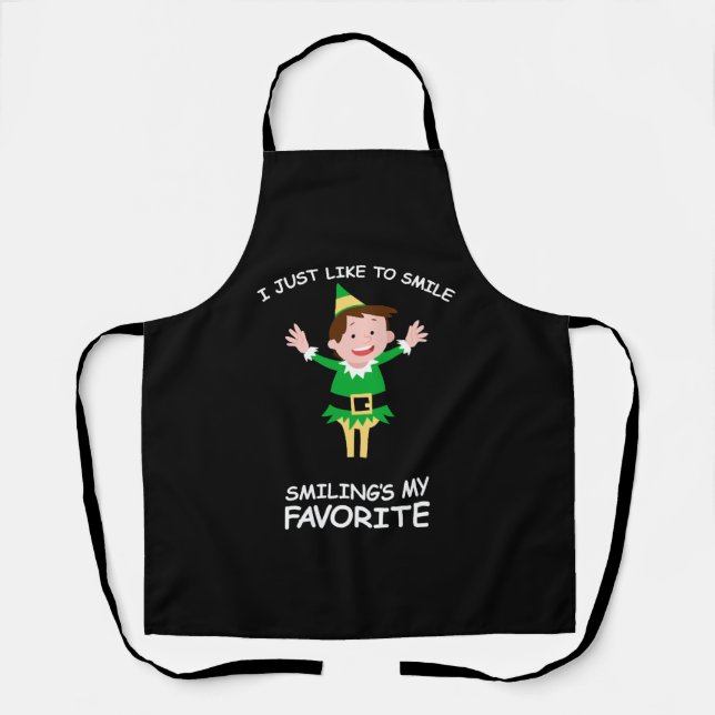 Christmas Elf Quote Smiling Shirt Apron (Front)