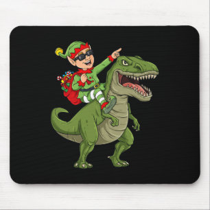 Christmas Elf Riding Dinosaur T Rex Boys Kids Fun Mouse Mat