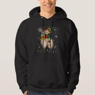 Christmas ELF Riding Llama Santa Pajama Boys Hoodie