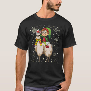 Christmas ELF Riding Llama Santa Pajama T-Shirt
