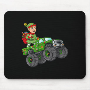 Christmas Elf Riding Monster Truck Boys Kids Famil Mouse Mat