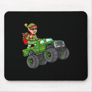 Christmas Elf Riding Monster Truck Boys Kids Famil Mouse Mat