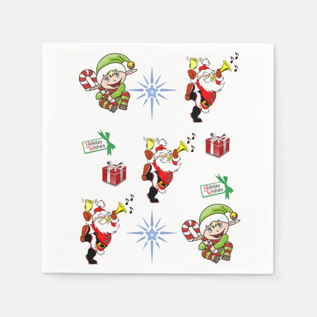 Christmas elf santa claus napkins lunch/dinner (Front)