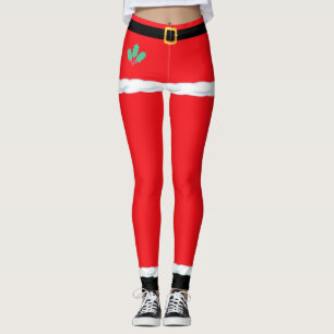 Christmas Elf Santa Claus Red Leggings