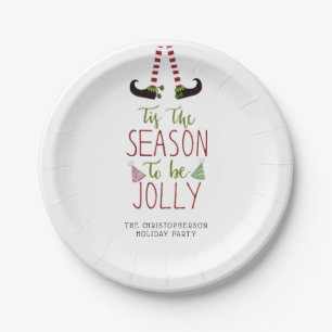 Christmas Elf SEASON TO BE JOLLY Personalised Paper Plate