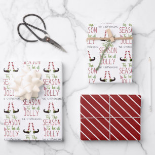 Christmas Elf SEASON TO BE JOLLY Personalised Wrapping Paper Sheet