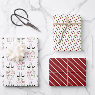 Christmas Elf SEASON TO BE JOLLY Wrapping Paper Sheet