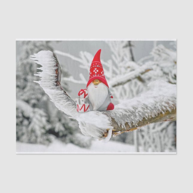 Christmas Elf Snowy Trees Tissue Paper (Front)