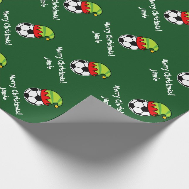 Christmas elf soccer ball wrapping paper for kids (Corner)