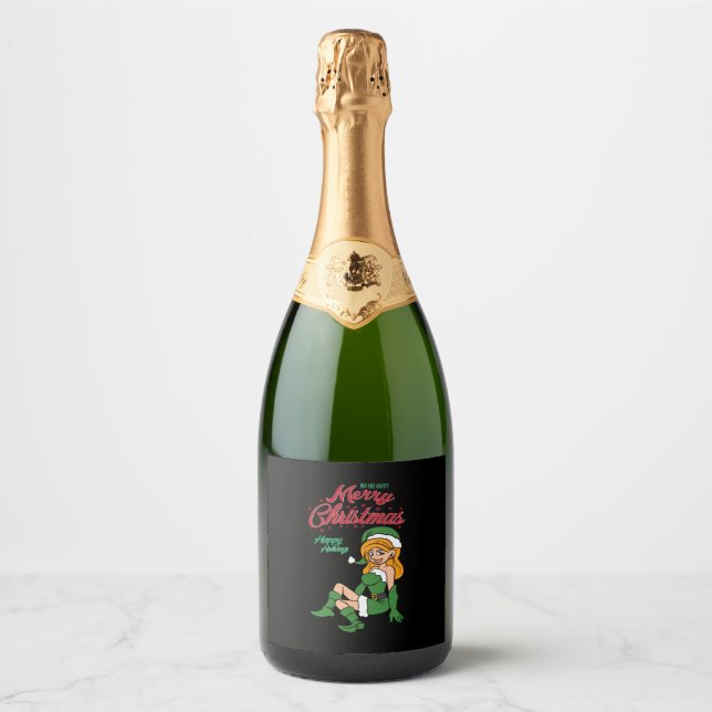 Christmas Elf  Sparkling Wine Label (Front)