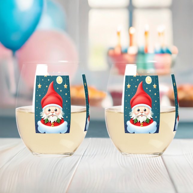 Christmas Elf Stemless Wine Glass (Insitu (Baby Shower))