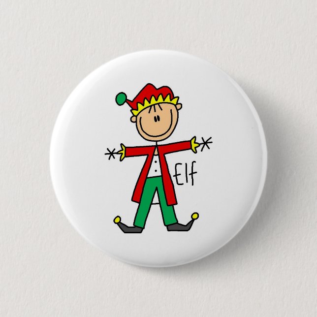 Christmas Elf Stick Figure Button (Front)