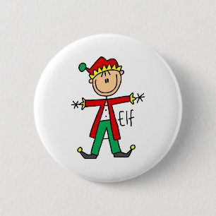 Christmas Elf Stick Figure Button