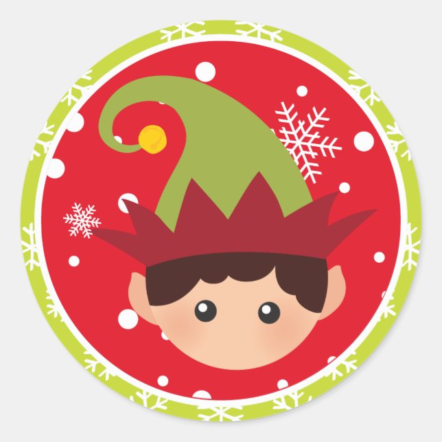 Christmas - Elf Stickers (Round) (Front)