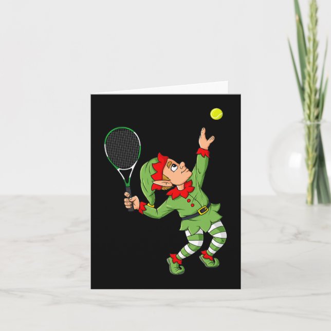 Christmas Elf Tennis Fun Boys Girls Kids Teens Xma Card (Front)