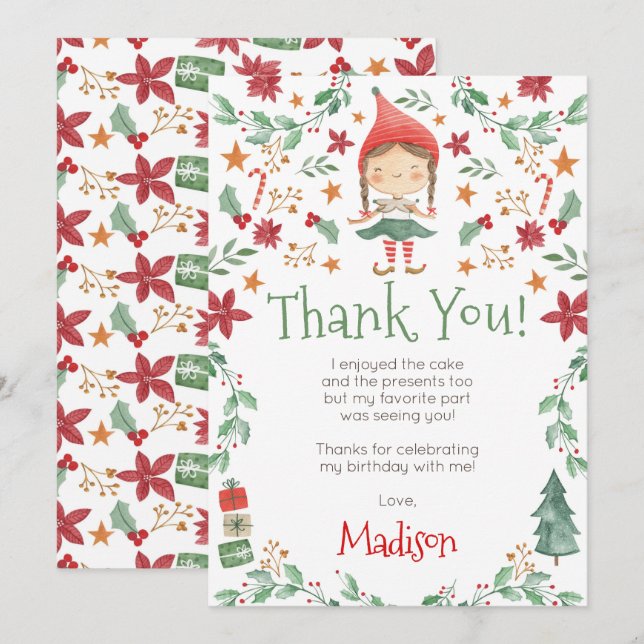 Christmas Elf Thank You Cards (Front/Back)