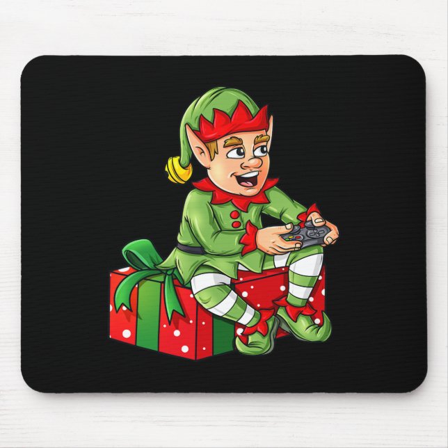 Christmas Elf Video Gamer Controller Boys Kids Xma Mouse Mat (Front)