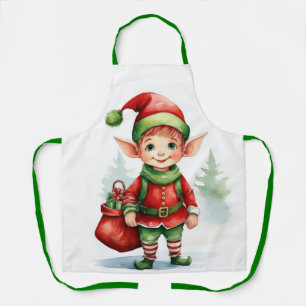 Christmas elf with a sack of gifts apron