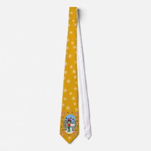 Christmas Elf with Candy Cane in Snowy Pine Forest Tie