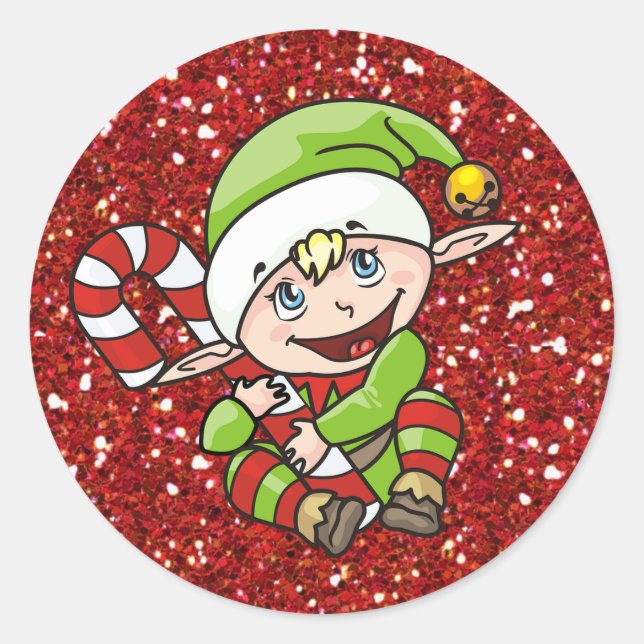 Christmas Elf with Candy Cane Stickers (Front)