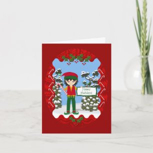 Christmas Elf with Candy Canes Card