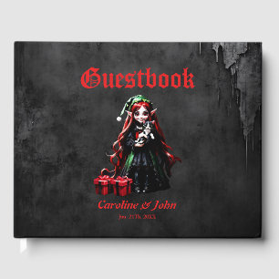 Christmas Elf with Kitten.  Guest Book