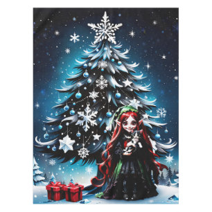 Christmas Elf with Kitten. Tablecloth