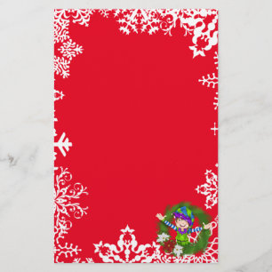 Christmas elf wreath Holiday stationery