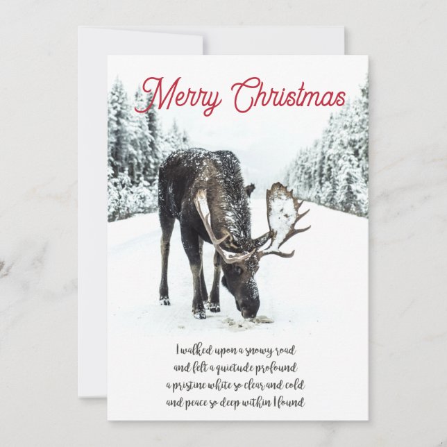 Christmas Elk Winter Snow Peace Poem Holiday Car Card (Front)