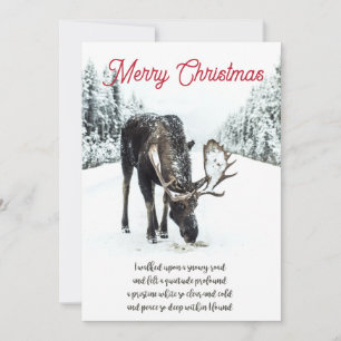 Christmas Elk Winter Snow Peace Poem Holiday Car Card