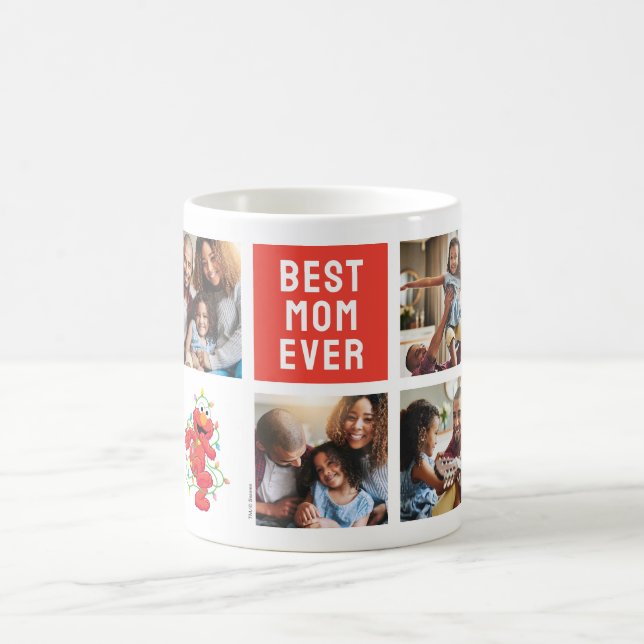 Christmas Elmo | Best Mum - Photo Collage Coffee Mug (Center)