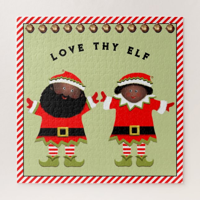 Christmas Elves Couple Gift Jigsaw Puzzle (Vertical)