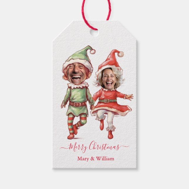 Christmas elves couple gift tags (Front)
